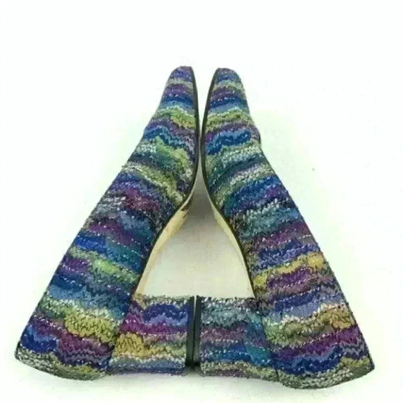 Vtg Jones New York Heels 7 Multicolored chevron - Picture 5 of 8